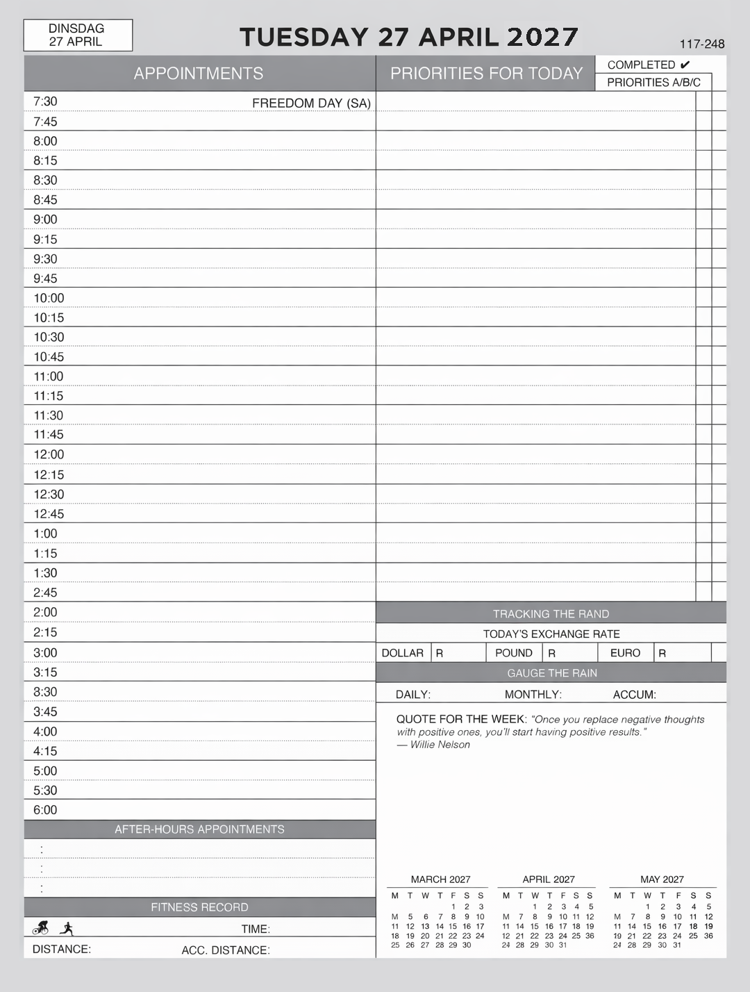 2027 A4 Diary Sample Page 2027 A4 Diary Sample Page